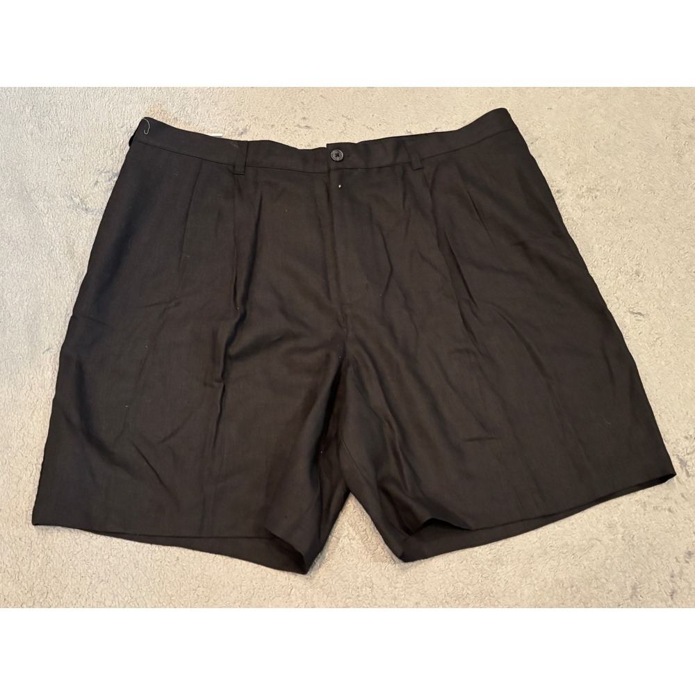 Grant Thomas Mens Black 100% Pure Linen Pleated Front Shorts Size 44
